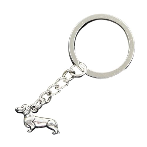 Porte-clés voiture homme suspendu à une chaîne vintage avec médaillon chien