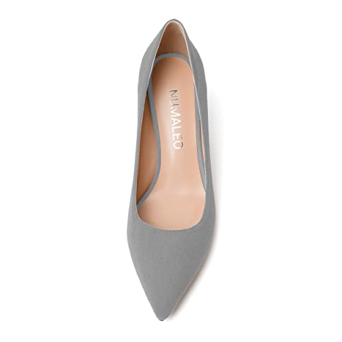 NUMALEO Womens Suede Wedding Solid Slip On Pointed Toe Dress Chunky Mid Heel Pumps Shoes 2.5 Inch3
