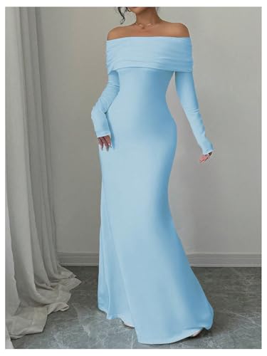Image of SOLY HUX Women's Long Sleeve Off The Shoulder Bodycon Dress Elegant Maxi Dress Cocktail Prom Dresses