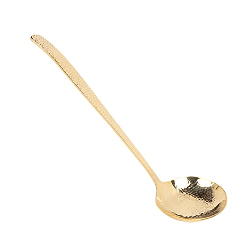 JTLB Elegant Long Handle Brass Soup Ladle, 1 Piece, Bright Gold Color, Balanced Weight, Multifunction Ladle Spoon for Home Kitchen Cooking