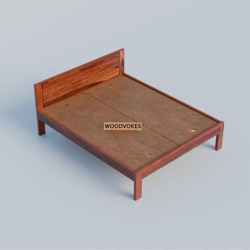 Image of Solid Sheesham Wood Single Bed with Headboard & Footboard | Sturdy Wooden Cot for Bedroom, Hostel & PG | Modern Design Single Wooden Bed Frame (Mattress Not Included) (Honey 6by4)