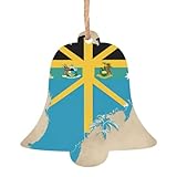 Bahamas-Flagge Map01 Druck, 6 Stück, Weihnachtsbaum-Hängedekoration, Holzenglocke, Baum, Schneemann, Formen für Weihnachts-Setup