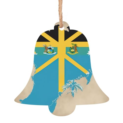 Bahamas-Flagge Map01 Druck, 6 Stück, Weihnachtsbaum-Hängedekoration, Holzenglocke, Baum, Schneemann, Formen für Weihnachts-Setup
