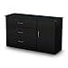 South Shore Libra 3-Drawer Dresser with Cabinet Door, Pure Black