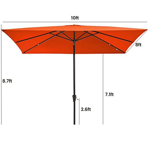 Meway 8 * 10Ft Rectangular Patio Umbrella Market Outdoor Garden Table Deck Bbq Party Pool Sunshade Umbrella With Crank And Uv Protection(8 * 10 Ft, Orange) #TOP5