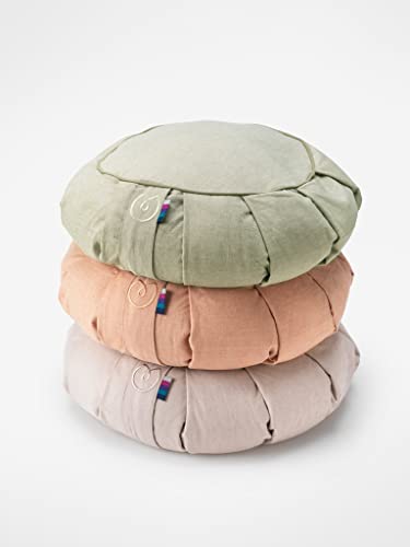 Yogamatters Organic Cotton Chambray Zafu Meditation Cushion | Removable Washable Cover | Buckwheat Pillow for Yoga and Meditation (Mellow Taupe)