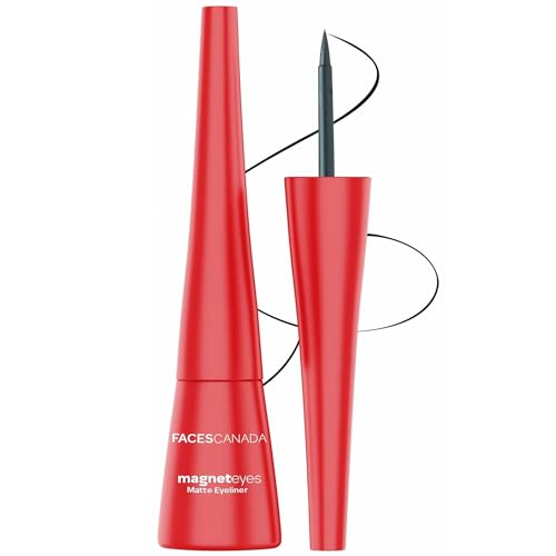 FACES CANADA Magneteyes Eyeliner – Black, 4.5ml | Intense Matte Finish | Quick Drying | 24HR Long Lasting | Fine Tip For Precise Smooth Application | Almond Oil Enriched | Waterproof | Smudgeproof