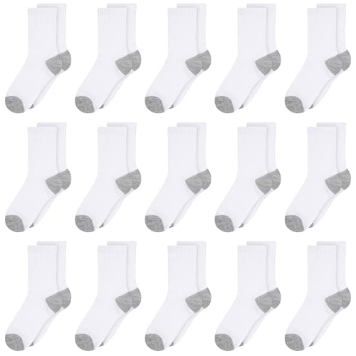 Cooraby 15 Pack Kids Athletic Crew Socks Boys Girls Classics Ribbed Support Socks