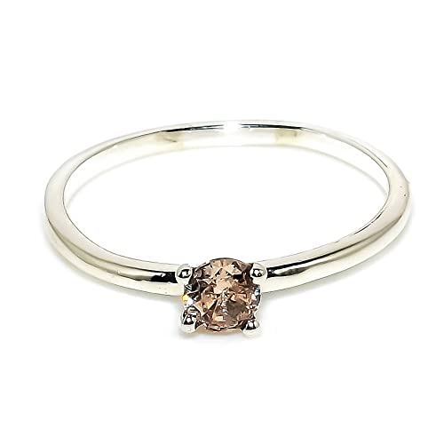 Golden Topaz Gemstone Band For Girls Solitaire Stacking Rings For Woman 925 Solid Silver Ring 4 Mm (Yellow Gold, 6.5) #TOP3