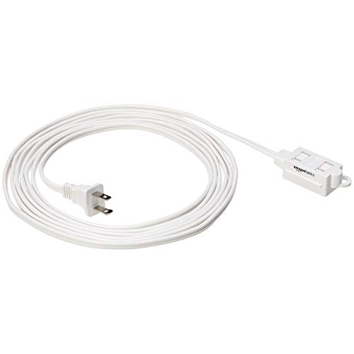 AmazonBasics Indoor 2 Prong Extension Power Cord Strip - 2-Pack, Standard Plug, 12 Foot, White