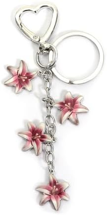 Flower Keychains with Heart Ring Keychain Flower Charm Key Cute K...