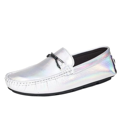 Mens Loafers PU Leather Solid Color Driving Shoes Flat Heel Resistant Comfortable Fashion Casual Slip On for Business Office Work