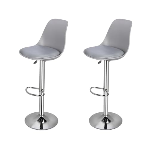Image of activa Rapid Bar Stool Chair with Height Adjustable Design, Padded Seat & Footrest | Modern Metal Counter Stool for Kitchen, Home, Bar & Cafe Seating | Durable Comfort Chair (Grey, Set 2)