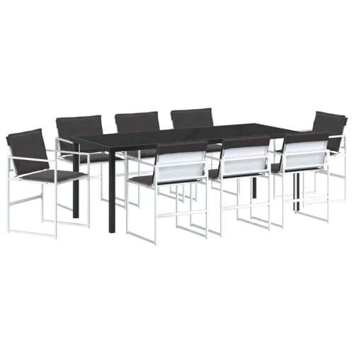 Salon de jardin 9 pièces grande table en acier durable pour balcon