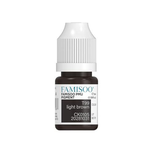 PMU Pigments for Eyebrow 0.169oz/5ml Professional Tattoo Ink for Long-Lasting Eyebrows Color Microblading Ink Permanent Makeup Beauty Tattoo Supplies(T99 Light Brown)