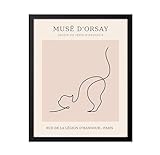 Poster Master Vintage Poster - Retro One Line Cat Drawing Print - Cat Art - Minimal Gift for Men, Women, Animal Lover - Abstract Wall Decor for Home, Office, Bedroom - 8x10 UNFRAMED Wall Art