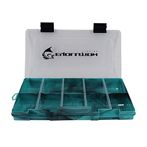 Evolution Outdoor 3500 Drift Series Fishing Tackle Tray – Seafoam Green, Tackle Box Organizer with Colorful Compartments, Clear Lid, 2 Latch Closure