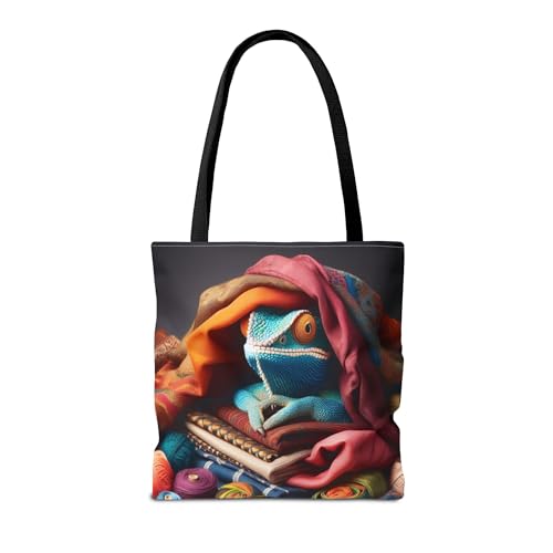 Premium Tote Bag with Reinforced Stitching - A Chameleon as a Fashion Designer, Blending in with All the Fabrics2