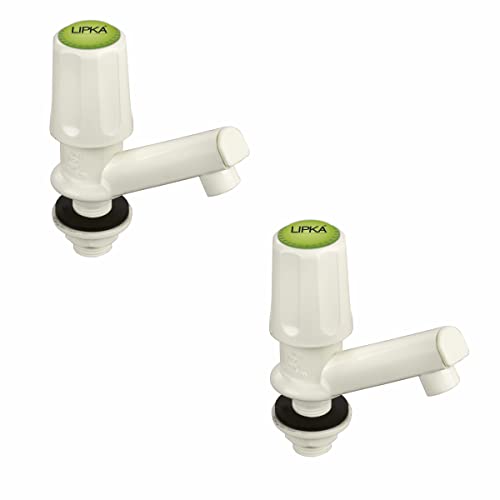 Image of LIPKA Pack of 2 Royal Pillar Cock Faucet | PTMT | Ivory Color | Brushed