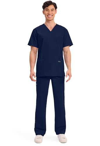 image for Cherokee Men's V-Neck Top Traditional fit with 4 Pockets, Ultra Soft, 