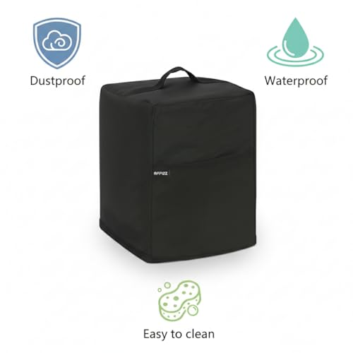 Image of Mixer Grinder Cover Free Size | Waterproof Dustproof Polyester Appliance Cover | Fits Most Mixers Up to 26 x 28 x 29 cm | With Front Storage Pocket & Easy Carry Handle (Black)