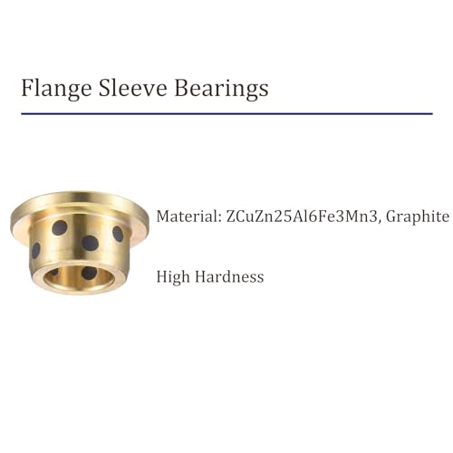 Kozelo 2 Stück Flanschbuchse - [12 mm Bohrungsdurchmesser x 18 mm Außendurchmesser x 12 mm Länge x 25 mm Flanschdurchmesser x 3 mm Flanschdicke] Messingbuchsen, mit umwickeltem Öl