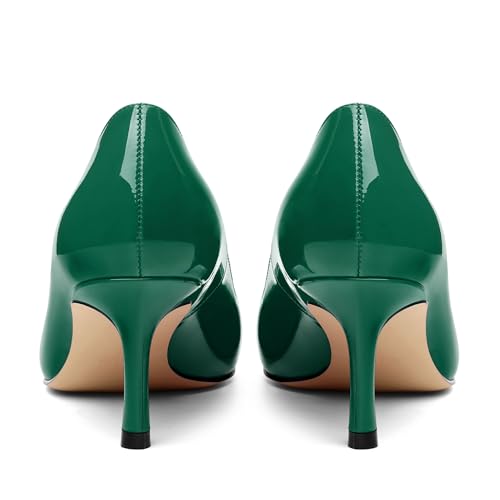 Image of Women Pointed Closed Toe 2.5 Inch Kitten Heel Slip On Pumps | Elegant Comfort Formal Dress Footwear, Versatile Ladies Shoes For Office Wedding Party Evening Daily Occasions