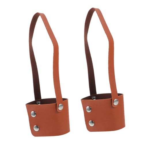 CIYODO 2Pcs Faux Cup Carrier with Shoulder Strap Insulated Drink Holder for Milk Tea Cups Stylish Drink Caddy for Outdoor Use Black Color for Work and Picnics