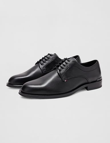 Tommy Hilfiger Herren Derby Schuhe Corporate aus Leder, Schwarz (Black), 40 – Ansicht 8