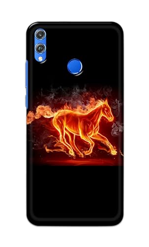 Image of PRINTFIDAA Printed Hard Back Cover Case for Honor 8X Back Cover (Fiery Horse) -112