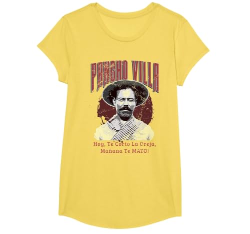 Mexican Revolution General Pancho Villa T-Shirt T-Shirt, Girls, Lemon Yellow, Large
