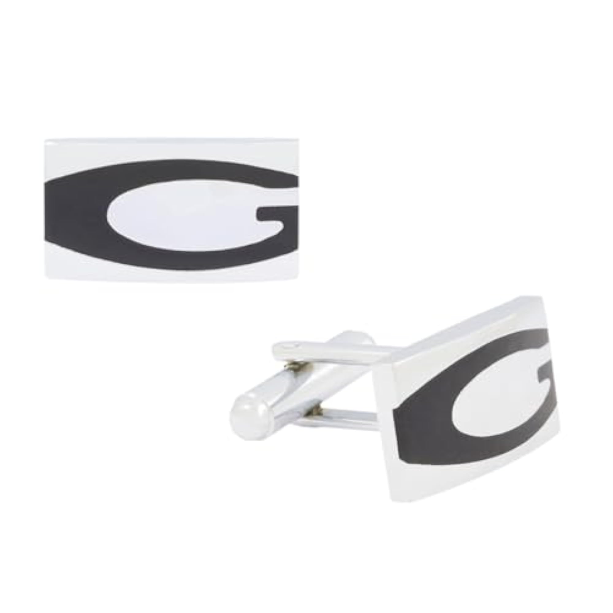 Men's Designer Black Silver Cufflink Pair