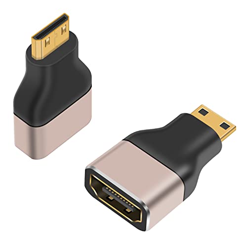 Duttek 8K Mini HDMI to HDMI Adapter (2-Pack),Mini Male HDMI to female HDMI Adapter support 8K@60Hz,4K@120Hz,1080P, 3D