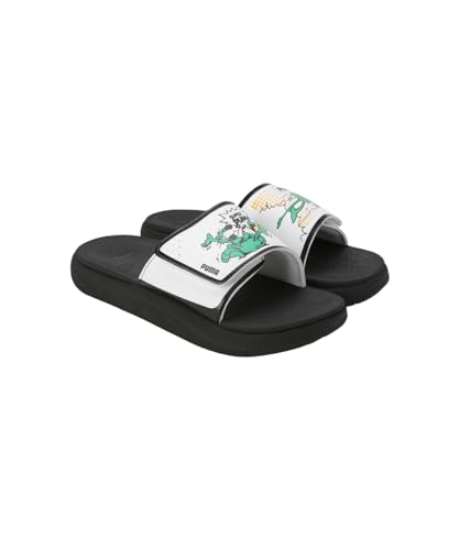 PUMA Mens Softride Slide Super Black-White-Pure Green - Image 6