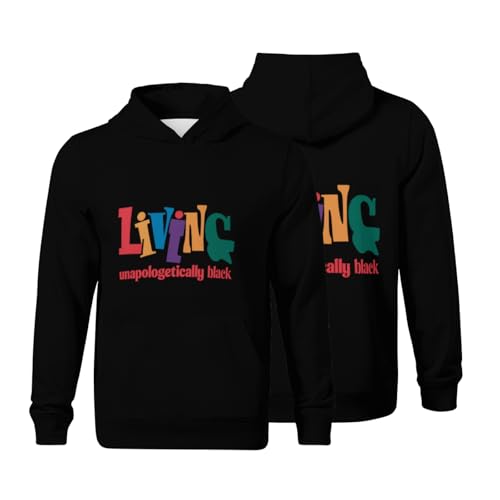 Kids Living Unapologetically Black Fun Black Culture Pride Boys Girls Lightweight Kangaroo Pocket Fleece Hoodies