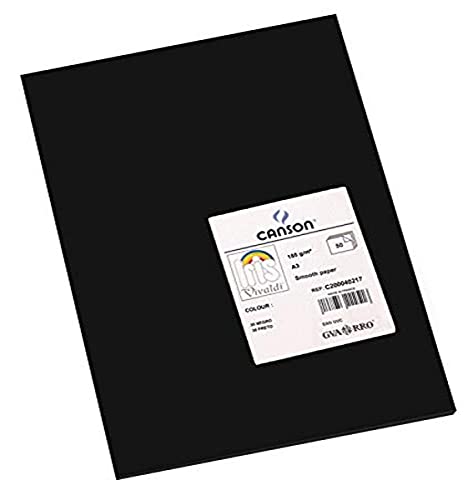 CANSON Iris Vivaldi - Paquet 50 feuilles de papier couleur A3 - 185g/m² - Noir