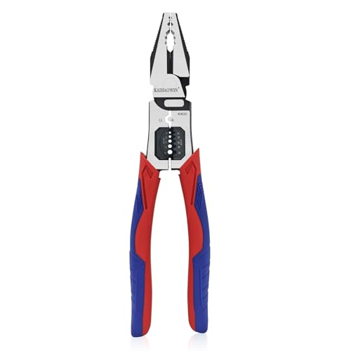 KAIHAOWIN 4-in-1 Kombizange mit Abisolierzange und Crimpzange Drahtzange Universalzange zum Lösen von Schrauben, Kombizange Geeignet für Elektriker und Engineer