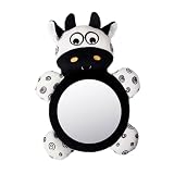 HONITANO Espejo Retrovisor para Coche con Diseño de Vaca Blanco y Negro Acrílico Irrompible Monitor para Asiento Trasero para Bebés y Decoración Automotriz para Observar Viajes