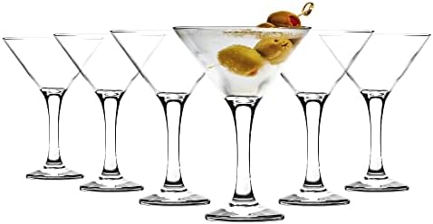 Rink Drink Martini Glasses - Classic Cocktail Party Stemware Glasses for Manhattan, Grasshopper, Espresso - 175ml - Pack of 6