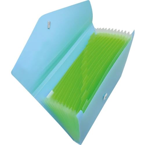 ACP Pasta Sanfonada Plastica A4 CANDY 12DIVISOES AZUL/VERDE