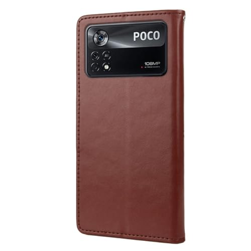 Coque Poco X4 Pro 5G rabat marron avec support de visionnage