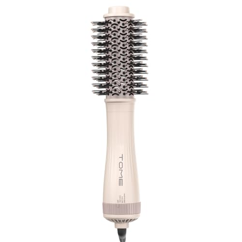 Image of Blow Dryer Brush, 1200W Hair Dryer Brush in One, 45mm Round Hot Air Brush for Volume & Smooth Blowouts, Dual Voltage 120-240V with ALCI, Ceramic Titanium Barrel, with Protective Cap, Pink