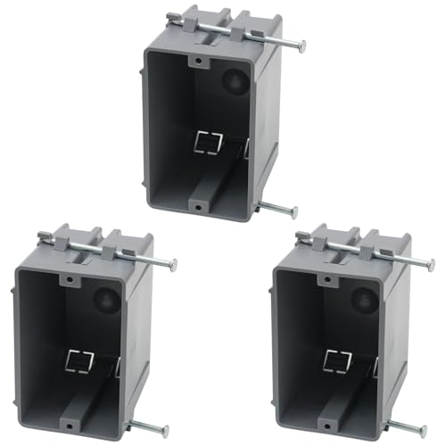 AIRTAK - Juego de 3 cajas de enchufe eléctrico 1 banda New Work, 45,7 cm cúbico, gris con lista ETL, caja de conexiones de salida.