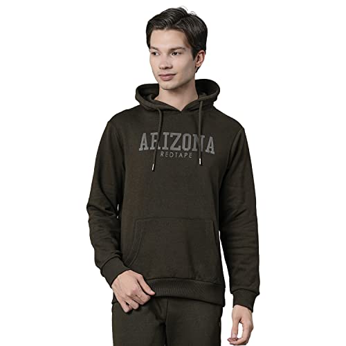 Image of Red Tape Men's Dark Olive Graphic Print Hoodie