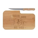 Brotzeitbrett Holz Erle Messer, Bester Papa DER Welt 2, Geschenk Männer, Schneidbrett Holz, Geschenkidee für Papa