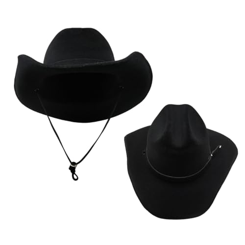 Chapéu Infantil Com Cordinha Cowboy Americano Preto Bilhante P 48/50