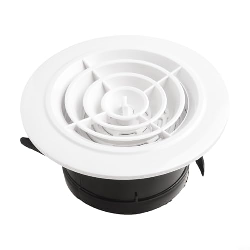 Desiumite Cubierta de ventilación interior de pared redonda ajustable para hogar y jardín, rejilla de ventilación ABS con volumen de aire ajustable, compatible con conductos de 75-200 mm, (100 mm)