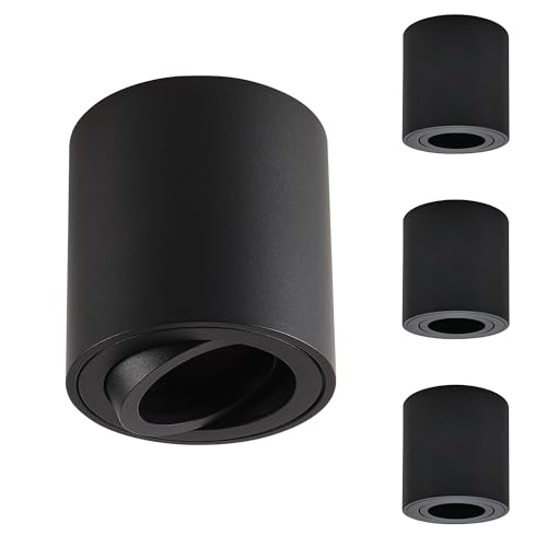 Gleonlux Faretto da Soffitto Orientabile Nero 4 Pcs,LED Faretti da Soffitto 230V, Alluminio lampada da soffitto Downlight,rotondo Faretto Interni, plafoniera led soffitto moderna,con attacco GU10