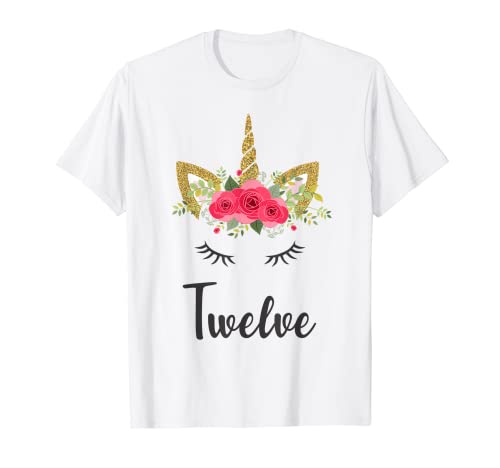 Camiseta de regalo de 12 cumpleaños con diseño de unicornio Camiseta