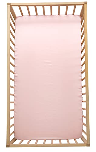 Image of SiinvdaBZX Satin Mini Crib Sheets 38 x 24In, Pink | Silk-Like Soft Mini Portable Crib Sheets Mattress Cover Portable Playard Sheets with 5In Deep Pocket, Great for Baby Hair
